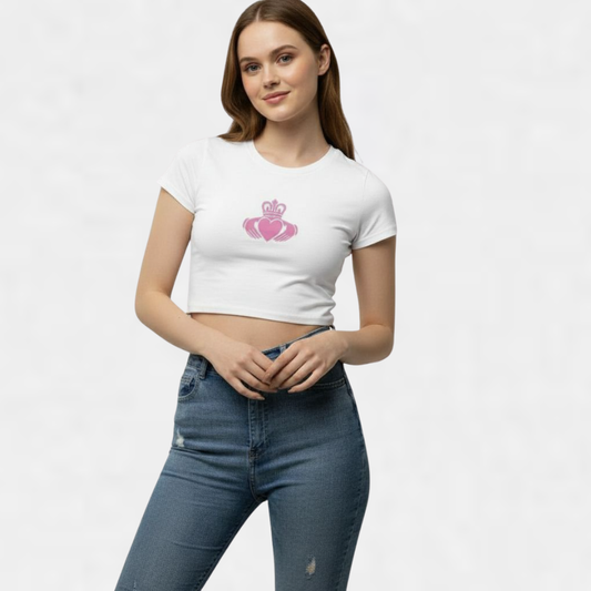 Pink Claddagh Style tee - White