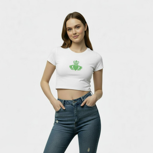 Green Claddagh Style tee - White
